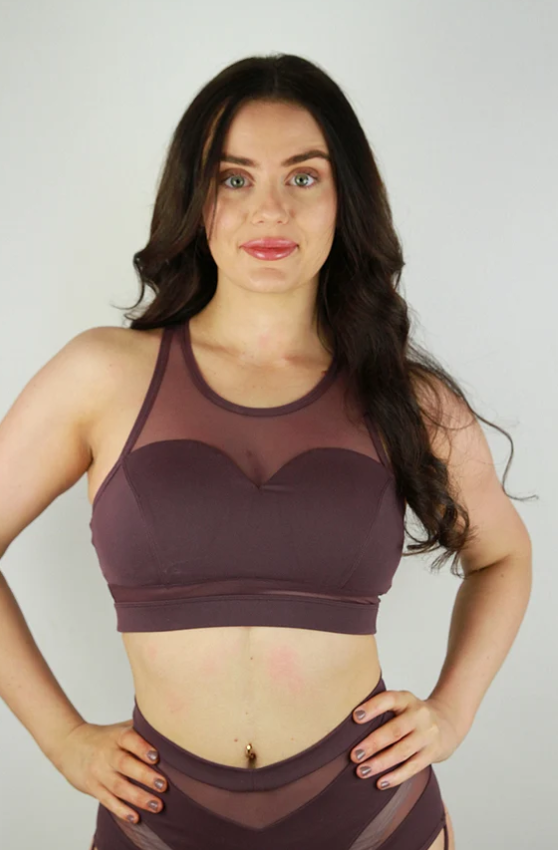 Carmen Mesh Sports Bra - Mocha