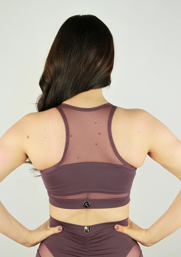 Carmen Mesh Sports Bra - Mocha