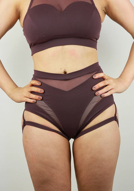 Carmen Super High Waist Garter Short - Mocha