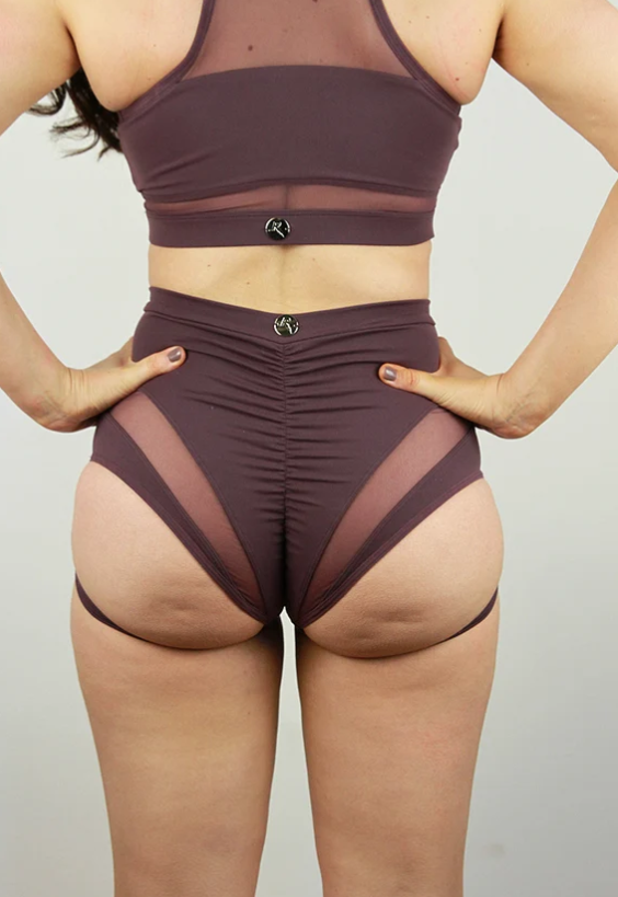 Carmen Super High Waist Garter Short - Mocha