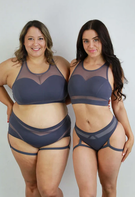 Carmen Mesh Sports Bra - Slate Grey