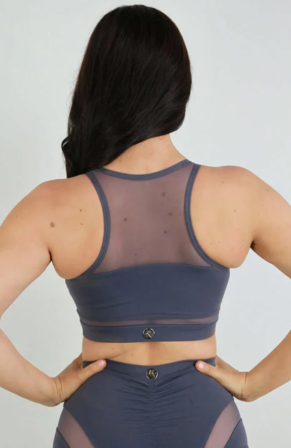 Carmen Mesh Sports Bra - Slate Grey