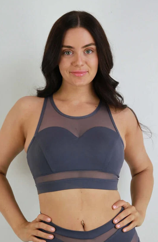 Carmen Mesh Sports Bra - Slate Grey