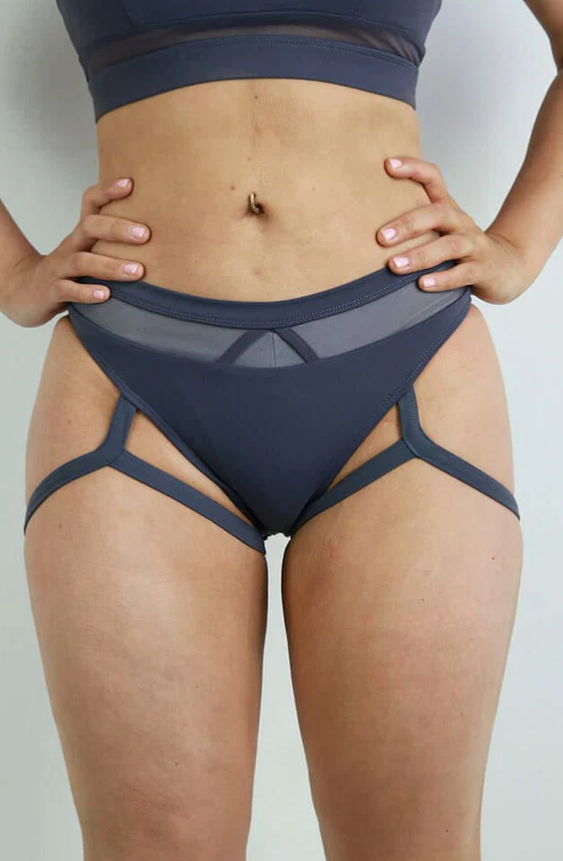 Carmen Low Waist Garter Short - Grey Slate