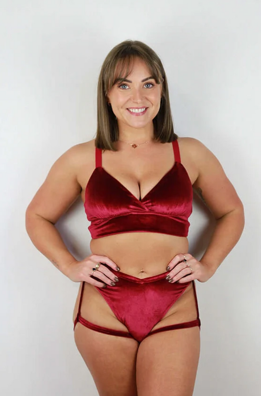 Verona Velvet Bikini Bra - Berry