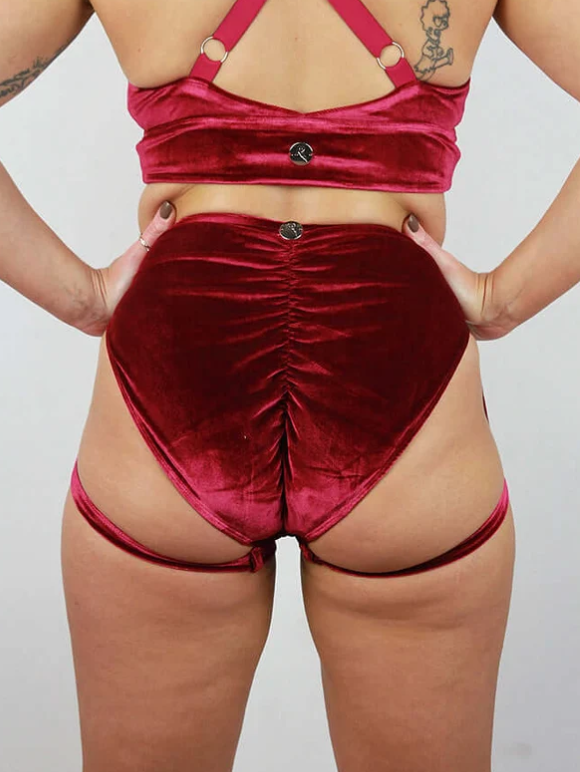 Verona Velvet Waist Short - Berry