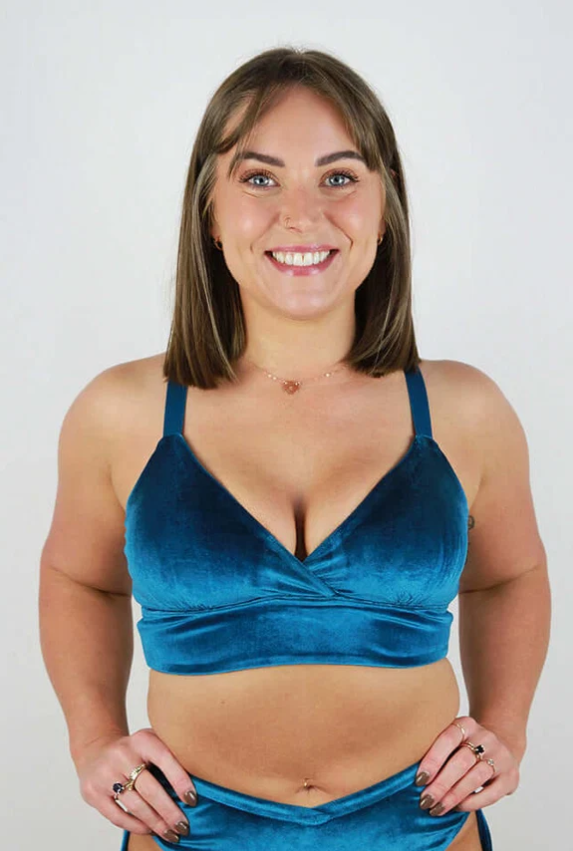 Verona Velvet Bikini Bra - Teal