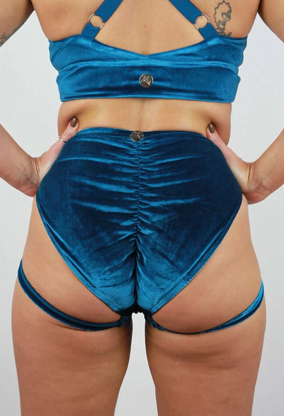 Verona Velvet Waist Short - Teal