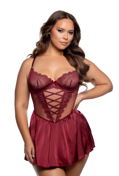 Haute Night Babydoll - LI1105 Wine