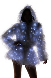 Light-Up Lurex Shag Hooded Cropped Jacket - White Lights FF298