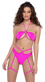 Shorts with Attached Leg-Straps - Hot Pink 6323