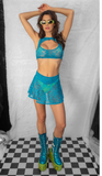 Cyclone Lace Skater Skirt - Turquoise FF336