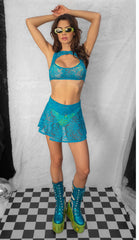 Cyclone Lace Harness Top - Turquoise FF335