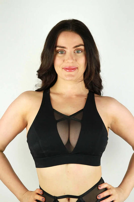 Sienna Mesh Sport Bra - Black