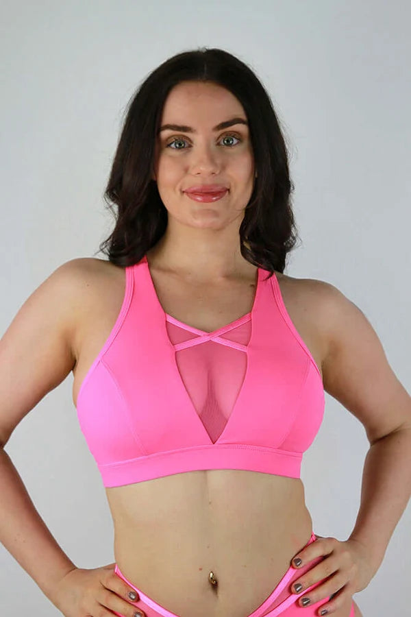 Sienna Mesh Sports Bra - Pink