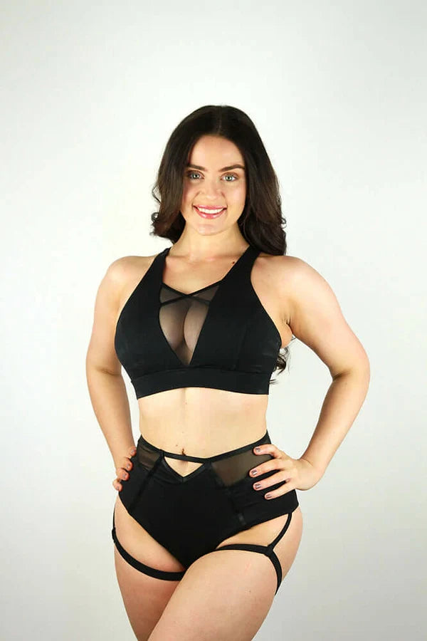 Sienna Super High Waist Garter Short - Black