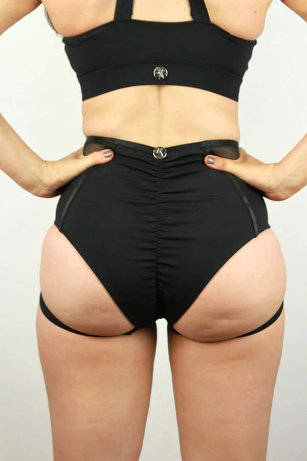Sienna Super High Waist Garter Short - Black