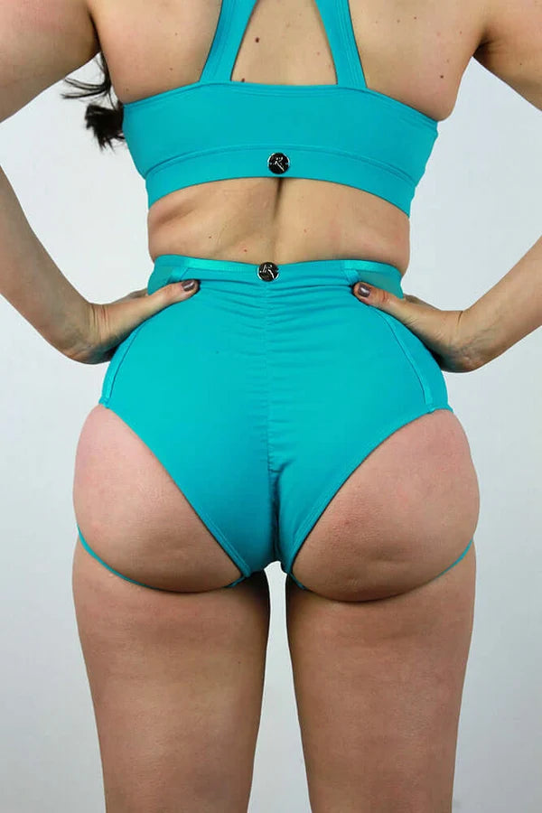 Sienna Super High Waist Garter Short - Tiffany Blue
