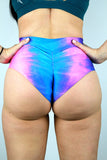 Rarr Mid Waisted Brazil Scrunchie Bum Shorts - Splash
