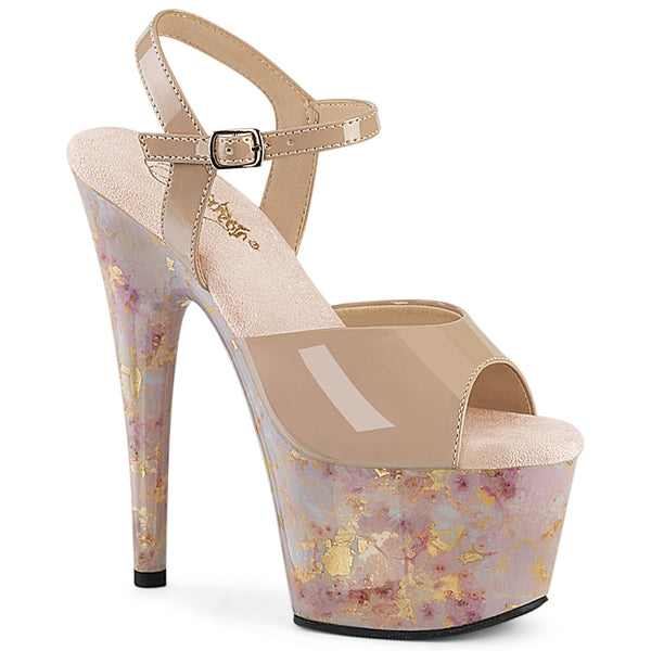 ADORE-709MB  Nude Patent/Blush-Gold Marble