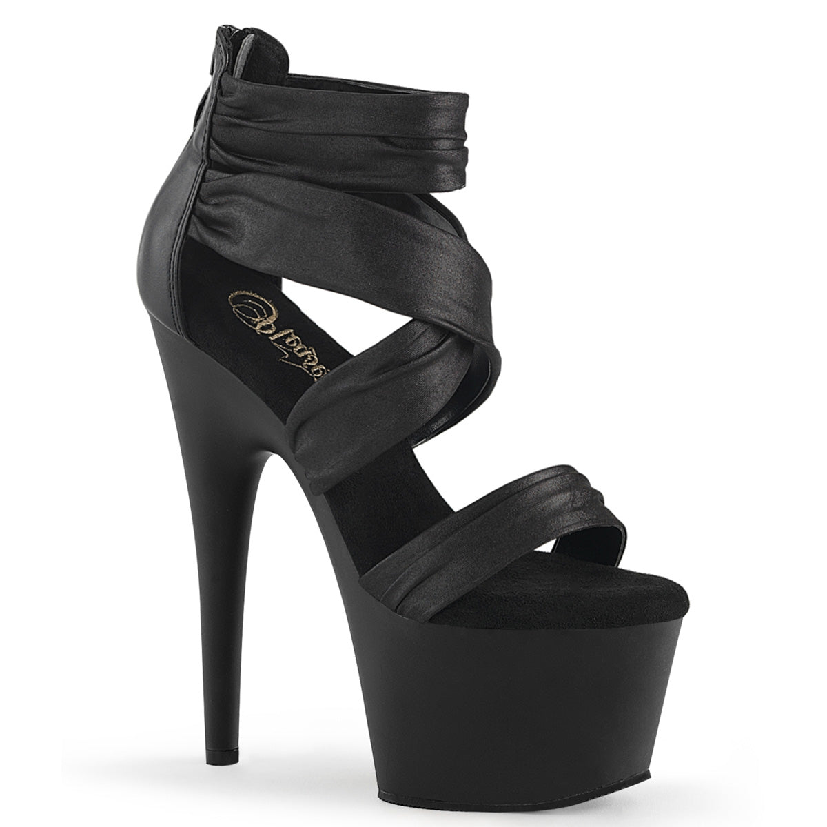 ADORE-720  Black Faux Leather-Fabric/Black Matte