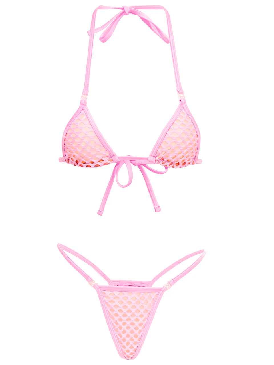Diamond Dolls Amber Net Bikini Set- Pink