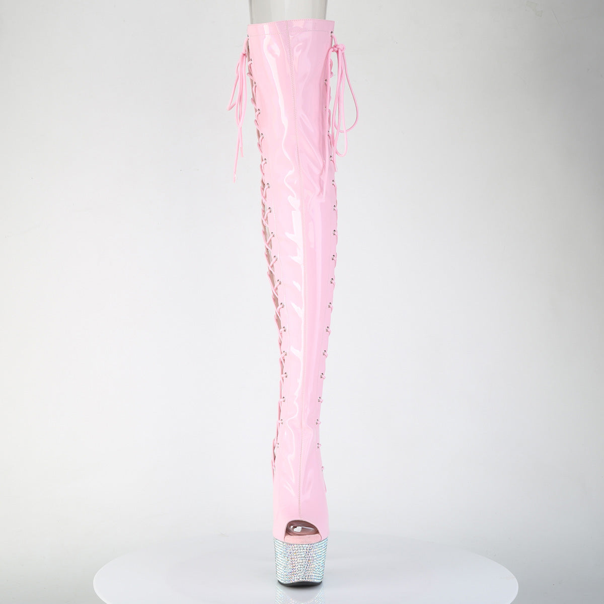 BEJEWELED-3052HG-7  Baby Pink Holo Patent/Silver AB RS