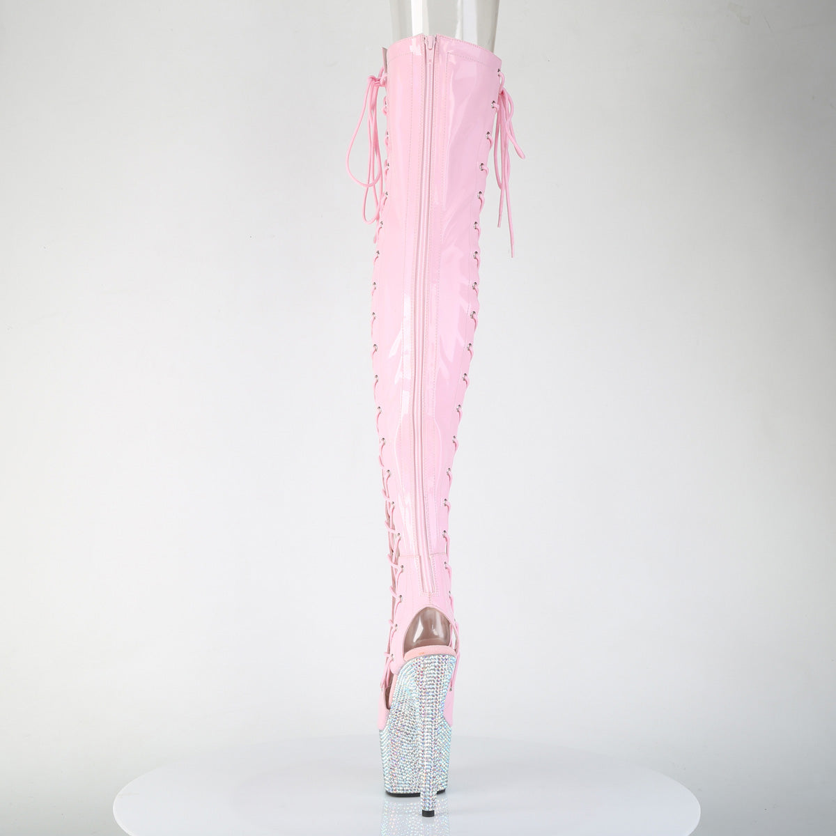 BEJEWELED-3052HG-7  Baby Pink Holo Patent/Silver AB RS