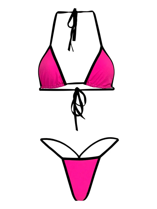 Diamond Dolls Breezy Thong Set- Hot Pink