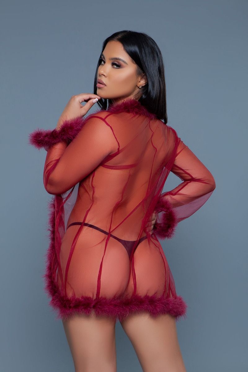 Be Wicked Short Length Marabou Glamour Robe 1650S - Purple