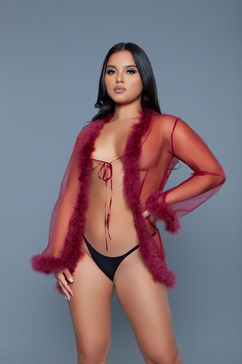 Be Wicked Short Length Marabou Glamour Robe 1650S - Purple