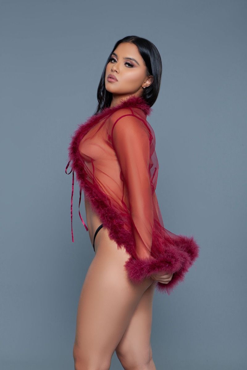 Be Wicked Short Length Marabou Glamour Robe 1650S - Purple