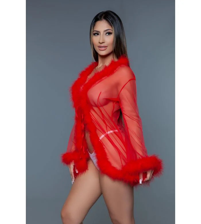 Be Wicked Short Length Marabou Glamour Robe 1650S - Purple