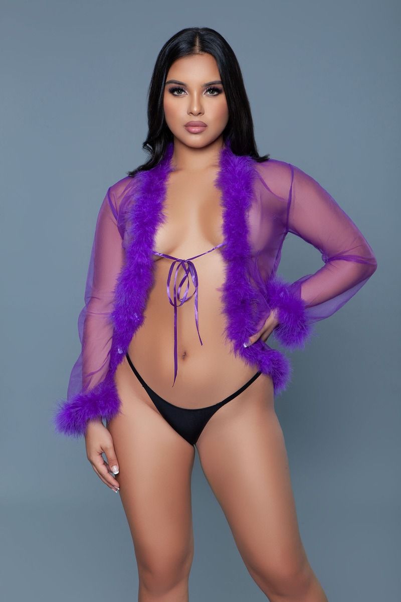 Be Wicked Short Length Marabou Glamour Robe 1650S - Purple