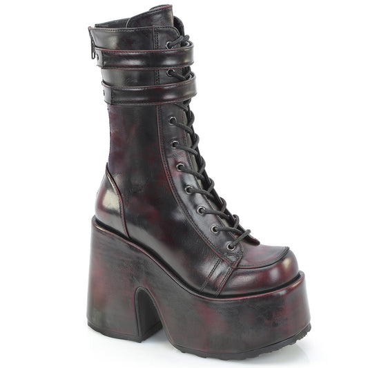 CAMEL-250  Black Burgundy Rub-Off Vegan Leather