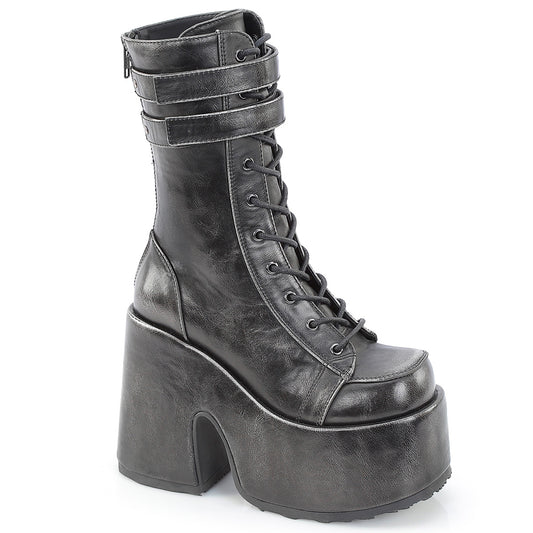 CAMEL-250  Black Silver Rub-Off Vegan Leather