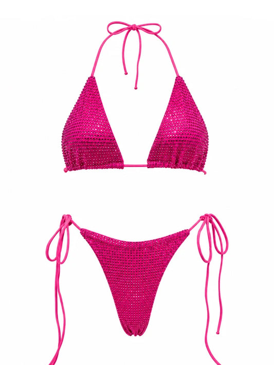 Celeste Crystal Bikini - Hot Pink