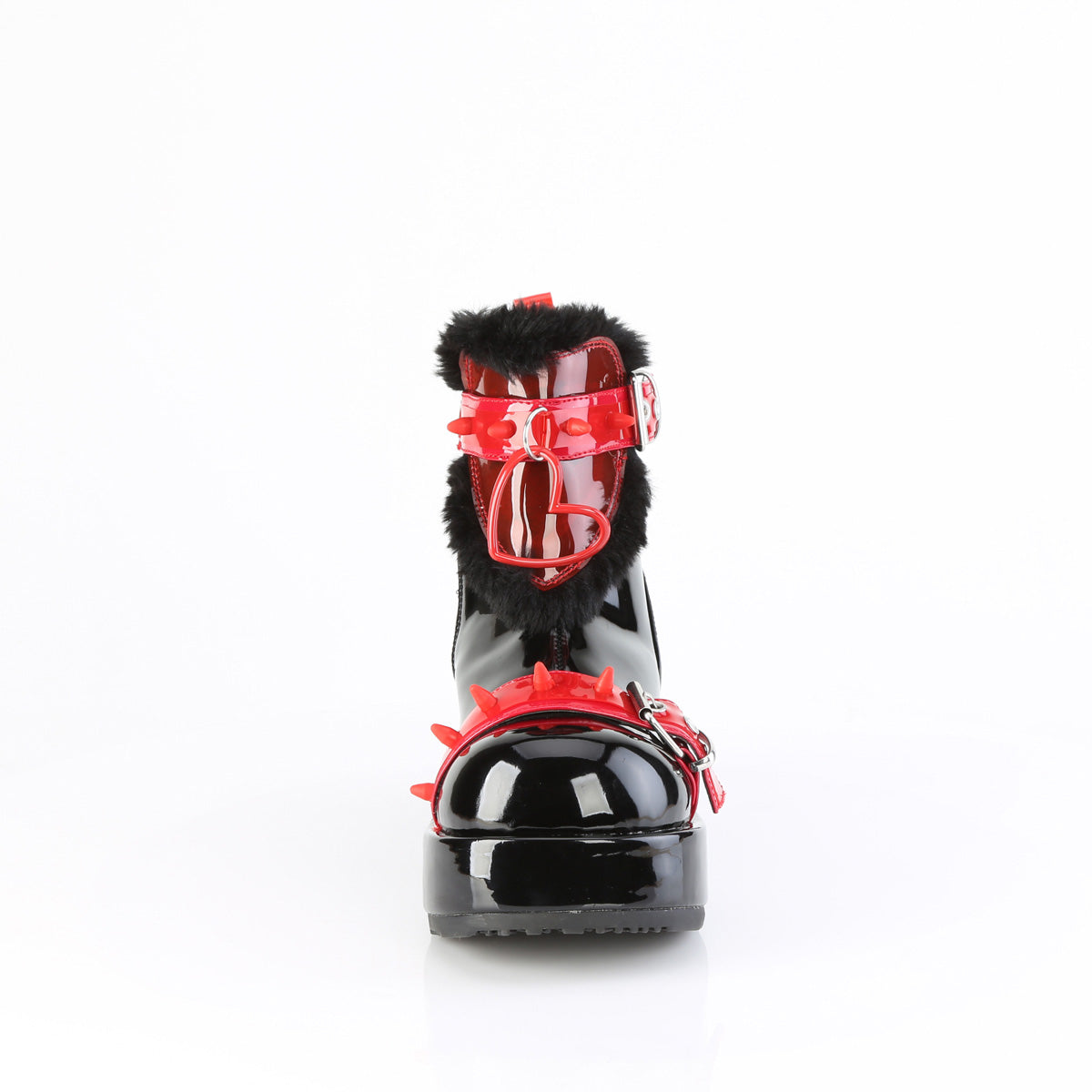 CUBBY-57  Black Patent-Red PVC