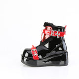 CUBBY-57  Black Patent-Red PVC