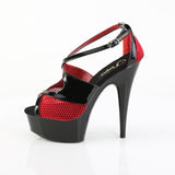 DELIGHT-652-1  Black Patent-Red Fishnet/Black