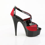 DELIGHT-652-1  Black Patent-Red Fishnet/Black