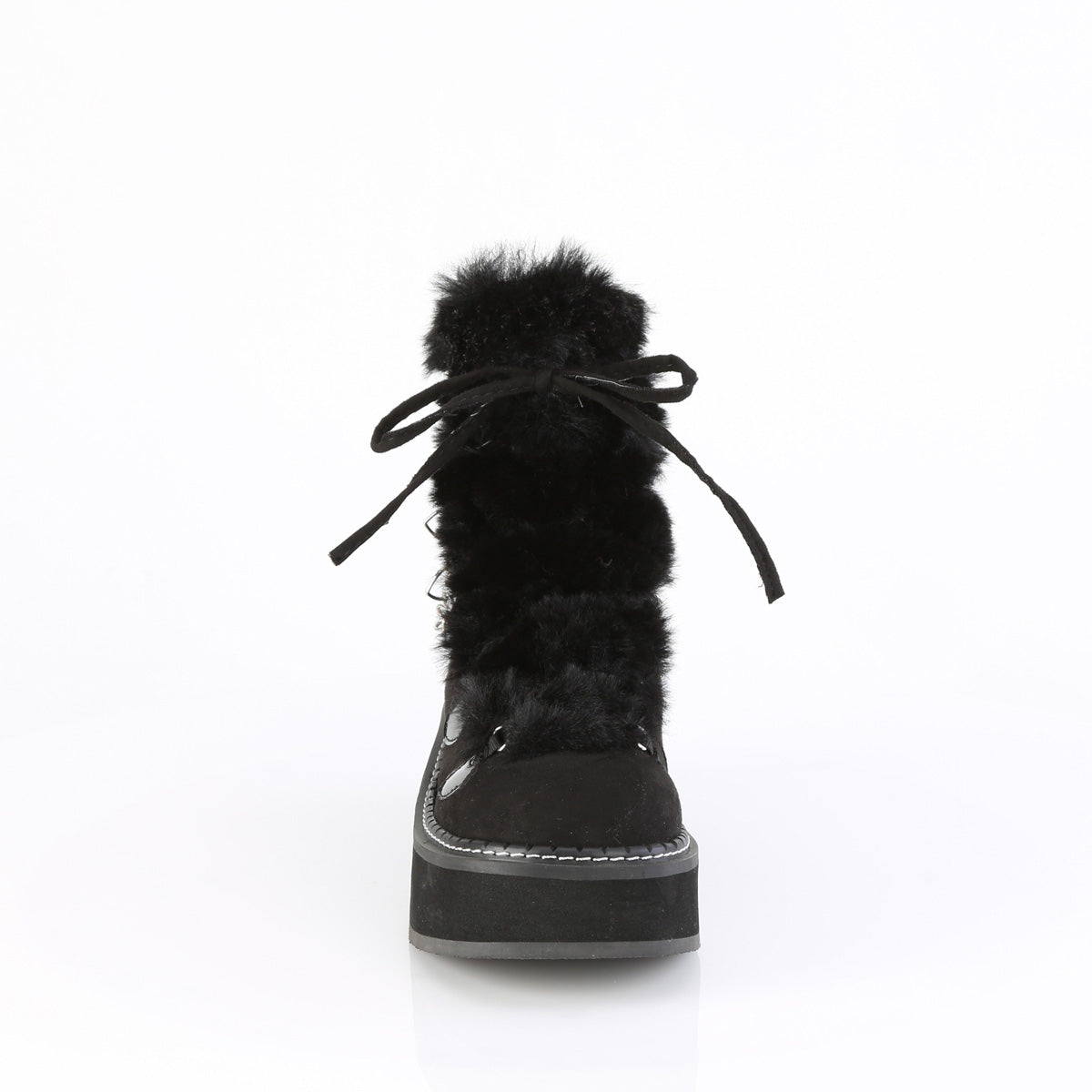 EMILY-55  Black Vegan Suede-Faux Fur