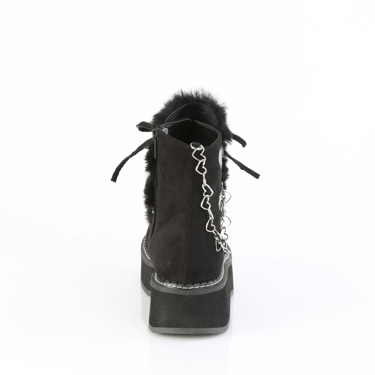 EMILY-55  Black Vegan Suede-Faux Fur