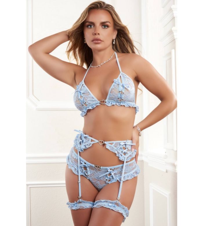 Oh So Sexy 4 Piece Rapunzel Set - Sky Blue OH2551