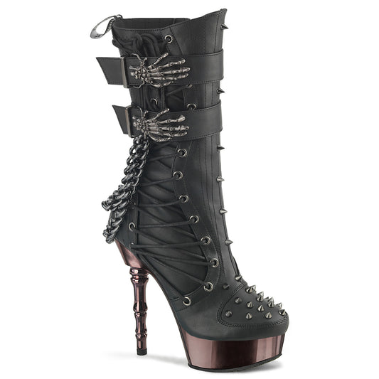 MUERTO-159  Black Vegan Leather/Pewter Chrome