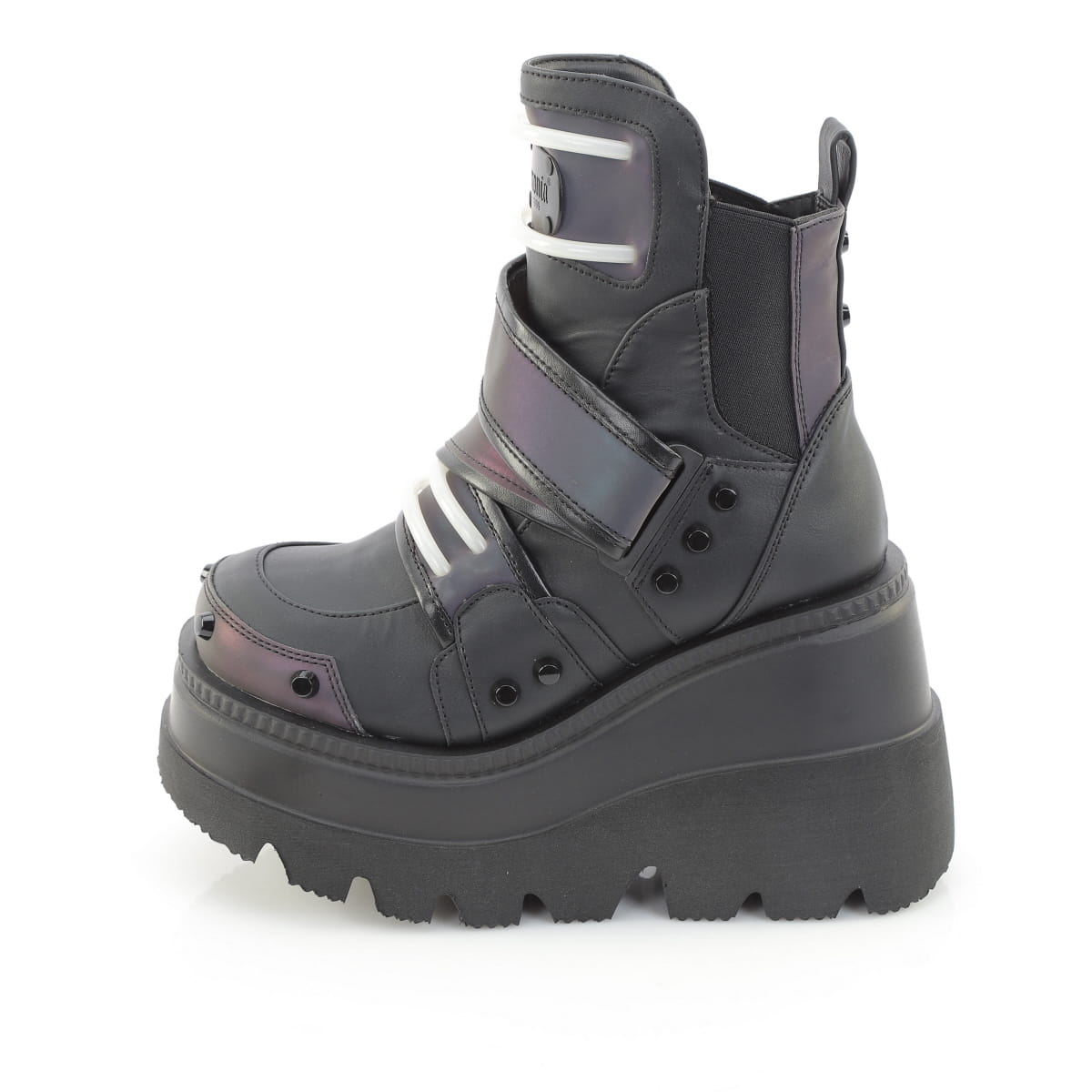 SHAKER-58  Green Multi Reflective-Black Vegan Leather