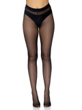 Leg Avenue Opaque Sheer to Waist Tights with Cotton Crotch 0992
