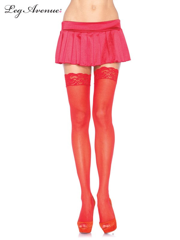 Leg Avenue Nylon Sheer Thigh Highs with Lace Top 1011 &1011Q