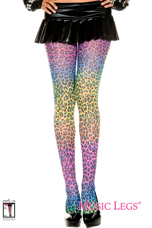 Music Legs Rainbow Leopard Print Stocking ML683