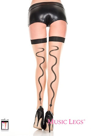 Snake Print Back Seam Thigh High 4154 Music Legs